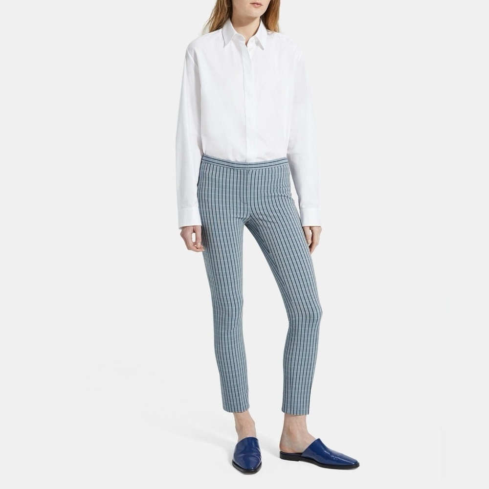 Theory Windowpane Classic Skinny Crop Pants Blue Size 2